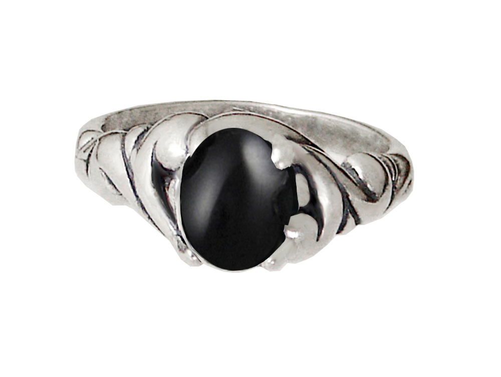 Sterling Silver Gemstone Ring With Black Onyx Size 9